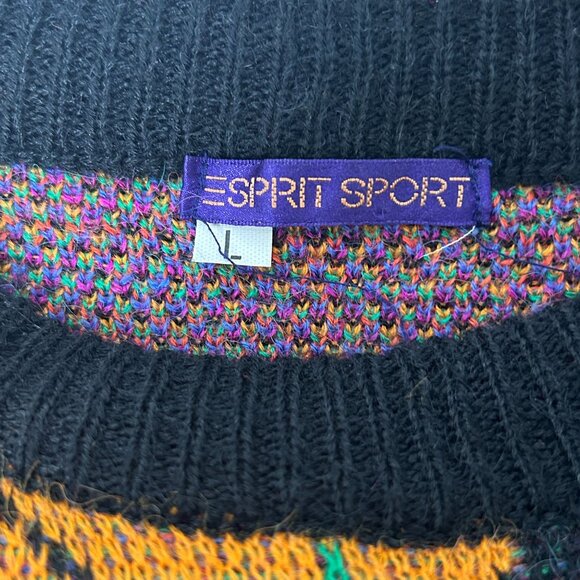 Vintage Esprit Sport Sweater Size L Tropical Floral Novelty Pullover 80's - Picture 5 of 11
